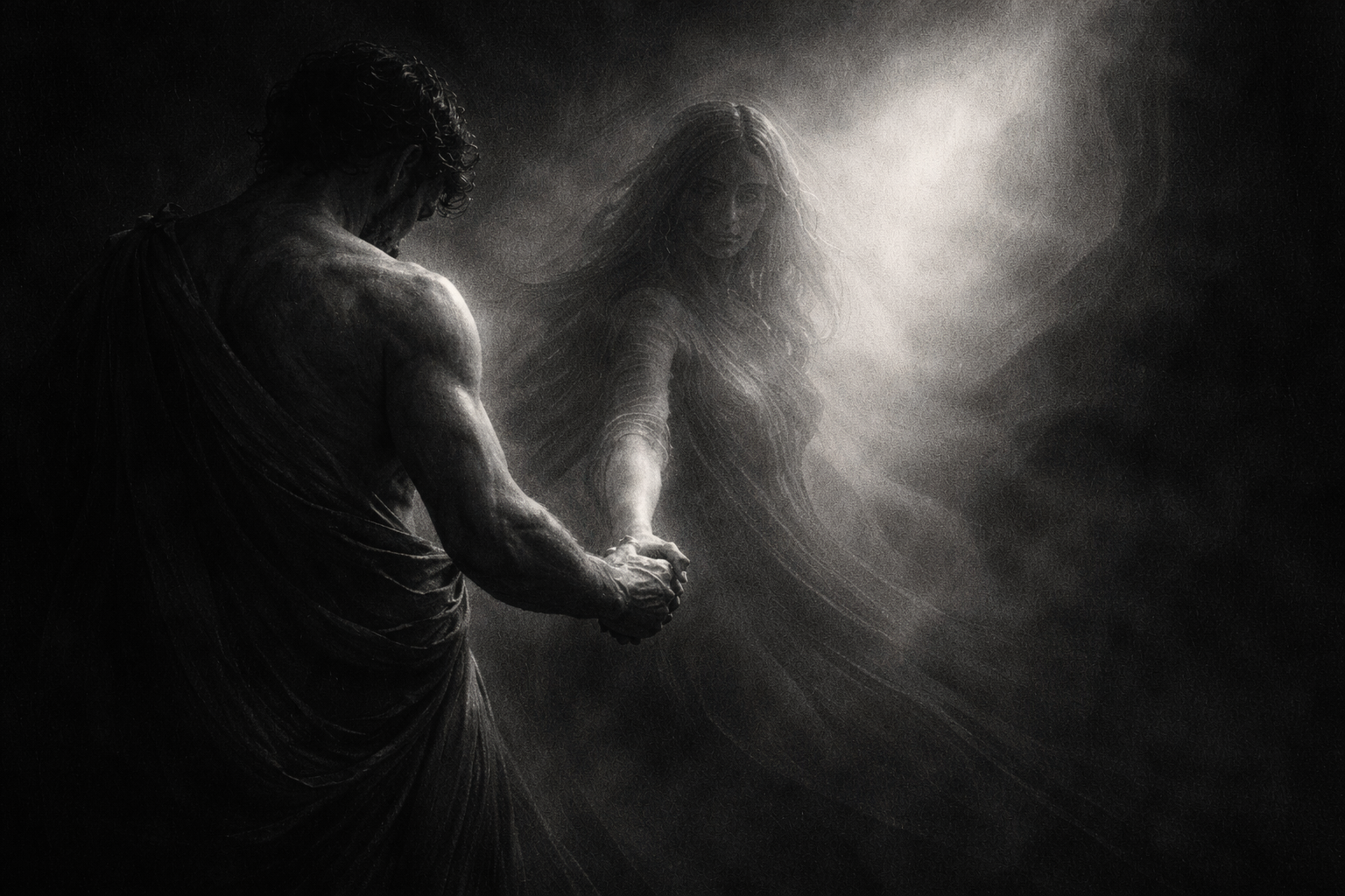 Orpheus Reaching for Eurydice's hand